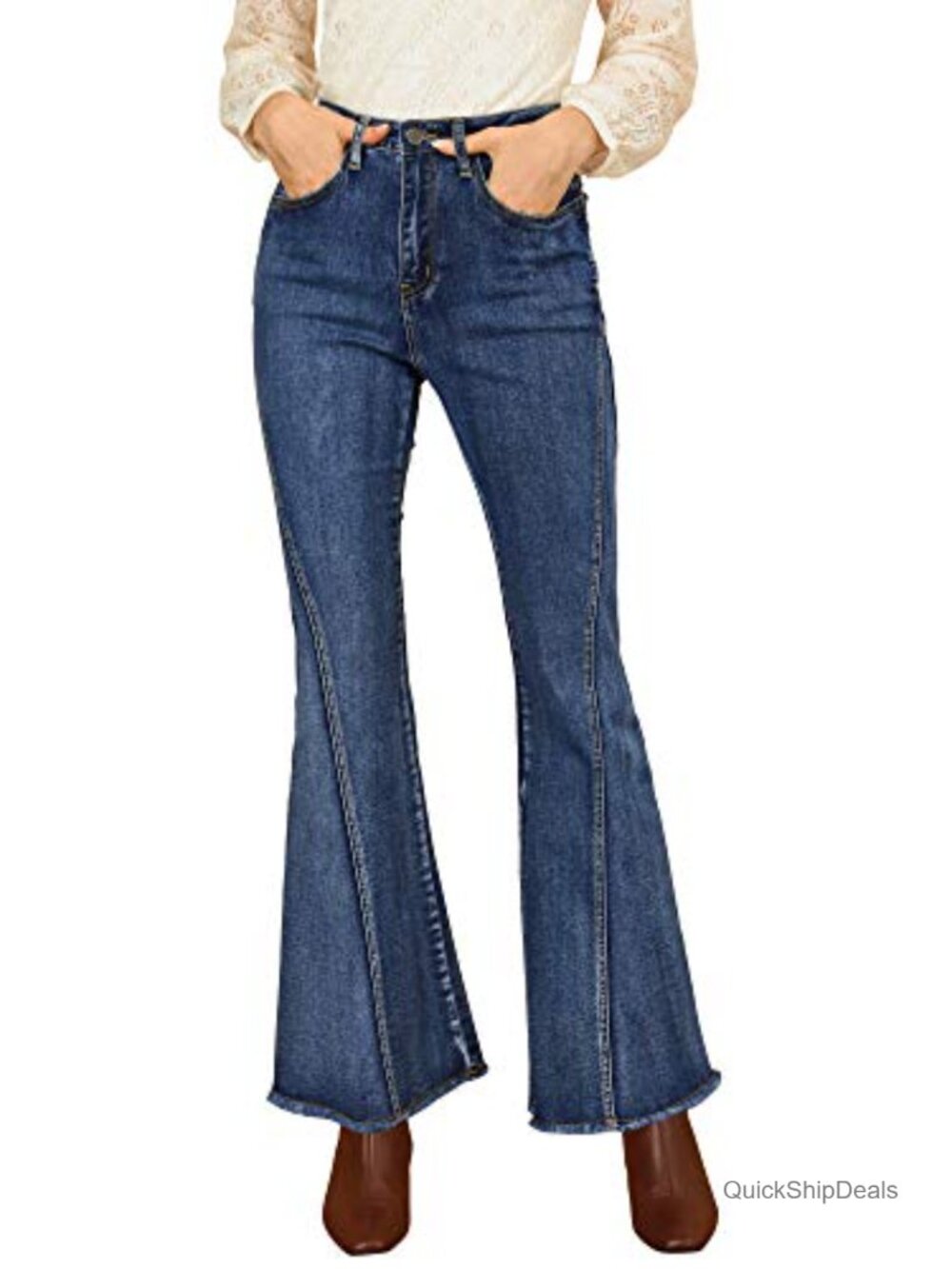High Waisted Flare Jeans Retro Bell Bottom Stretch Denim Pants